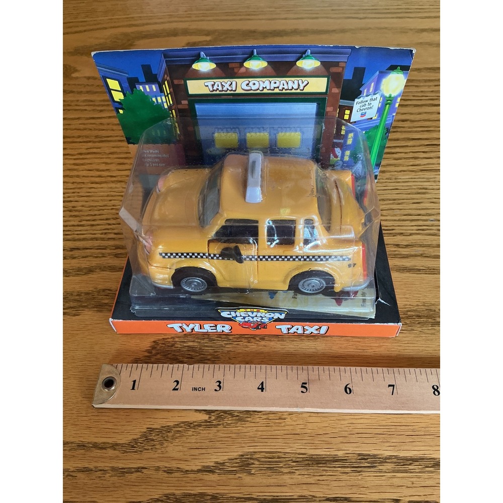 Chevron Cars Tyler Taxi 1997 Yellow Collectible Toy Car New in Box Vintage